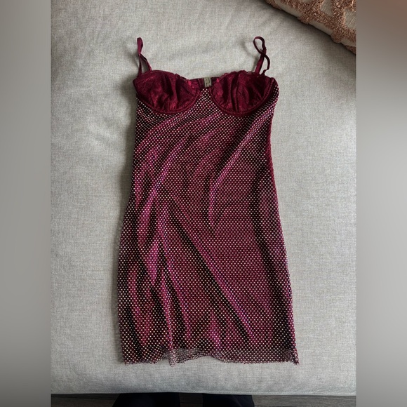 Outcast Dresses & Skirts - Outcast Burgundy Beaded Slip Dress